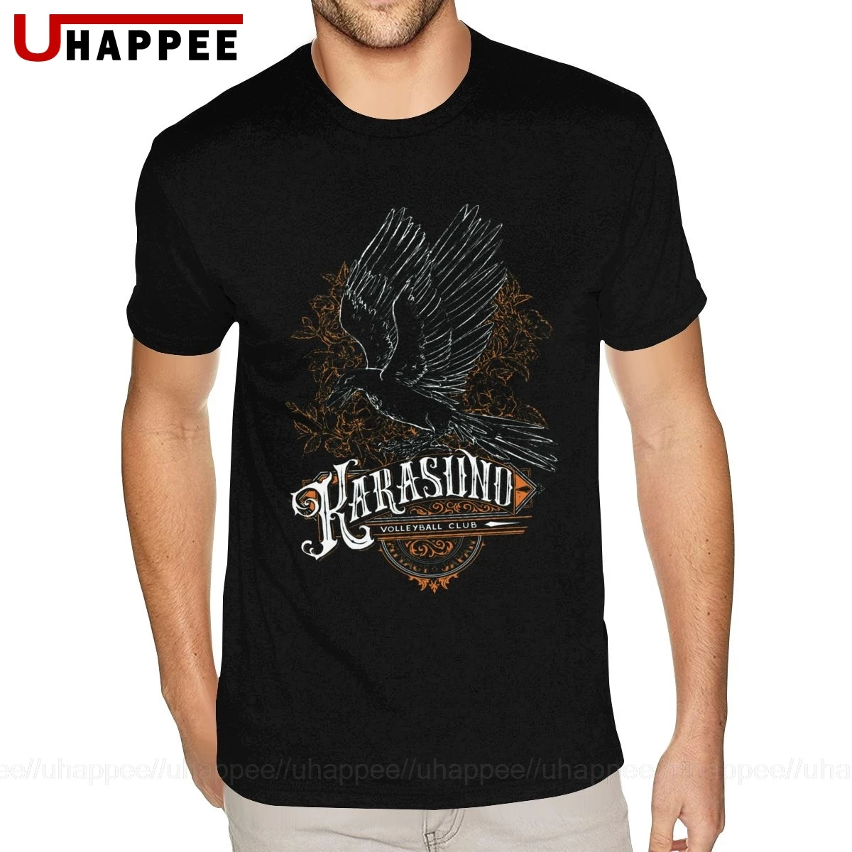 Oversize Haikyuu Team Types Karasuno Black Shirts Homme Hip Hop Fashion Short Sleeve Crewneck Custom T Shirt Printing Sale | Мужская
