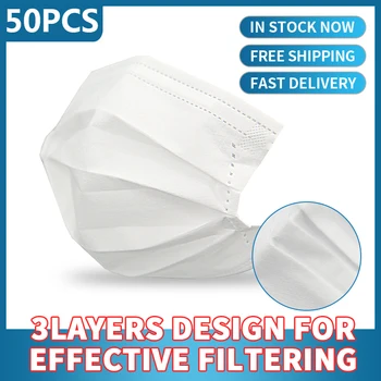 

50Pcs/100pcs 3 Layer Disposable Mask Anti-Dust Non Woven Earloop Face Mouth Protective Masks Facial Cover Mask