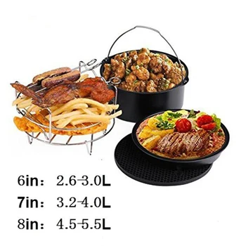 

High Quality Materials 5Pcs/Set Universal 7 Inch Air Fryer Accessories Baking Pan Barrel Set 3.5QT-5.8 Easy To Clean And Durable