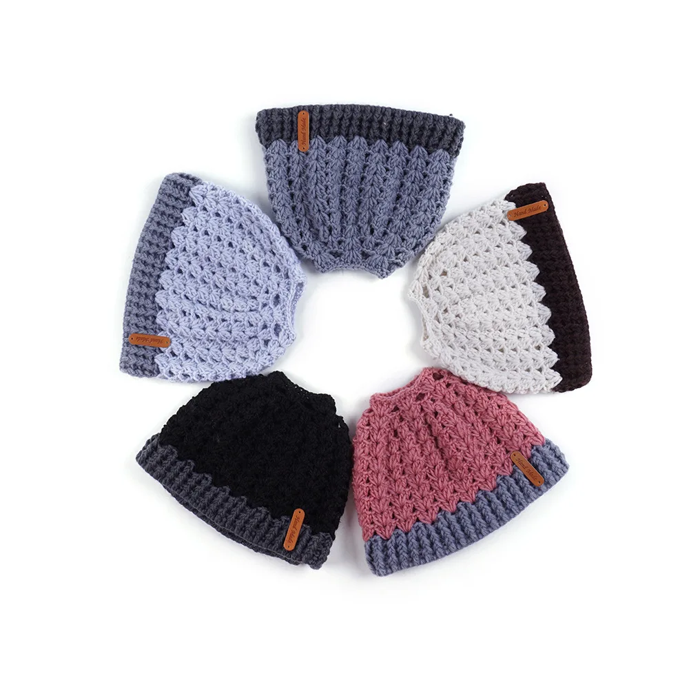 Europe, America, autumn and winter, new, matching, hole, cap, cap, empty top, knitted wool cap, ponytail cap, warm hat