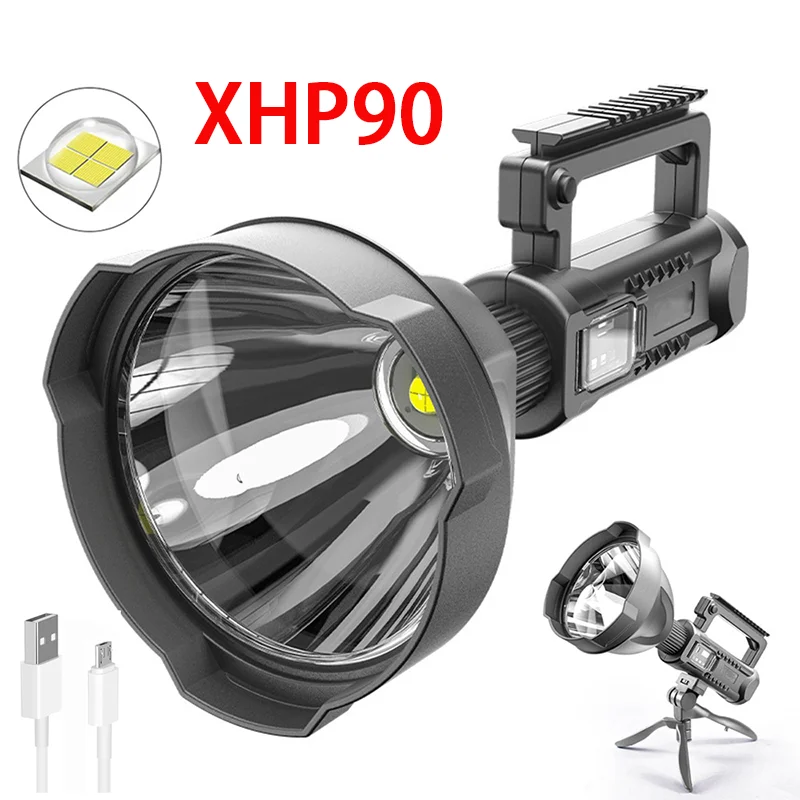 LED Flashlight LED Work Light Super Bright USB Rechargeable Outdoor Handheld Spotlight Floodlight Torch Lamp Tripod