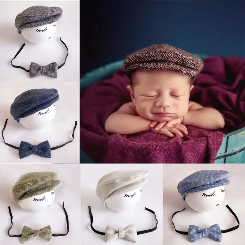 conjunto bebê em chapéu gravata para crianças adereços para fotografia de gorro gravata borboleta
