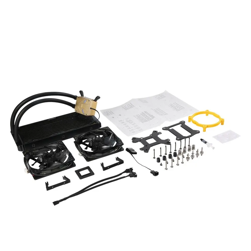 

LESHP Damping Rubber Pad LED Fan Double Ball Long Life Liquid Cooler Double Water Cooling Radiator For Computer Case