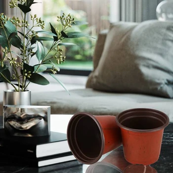 

100PCS Two-Color Flower Pot Green Plant Garden Flower Pot Hanging Orchid Pot Plastic Pot