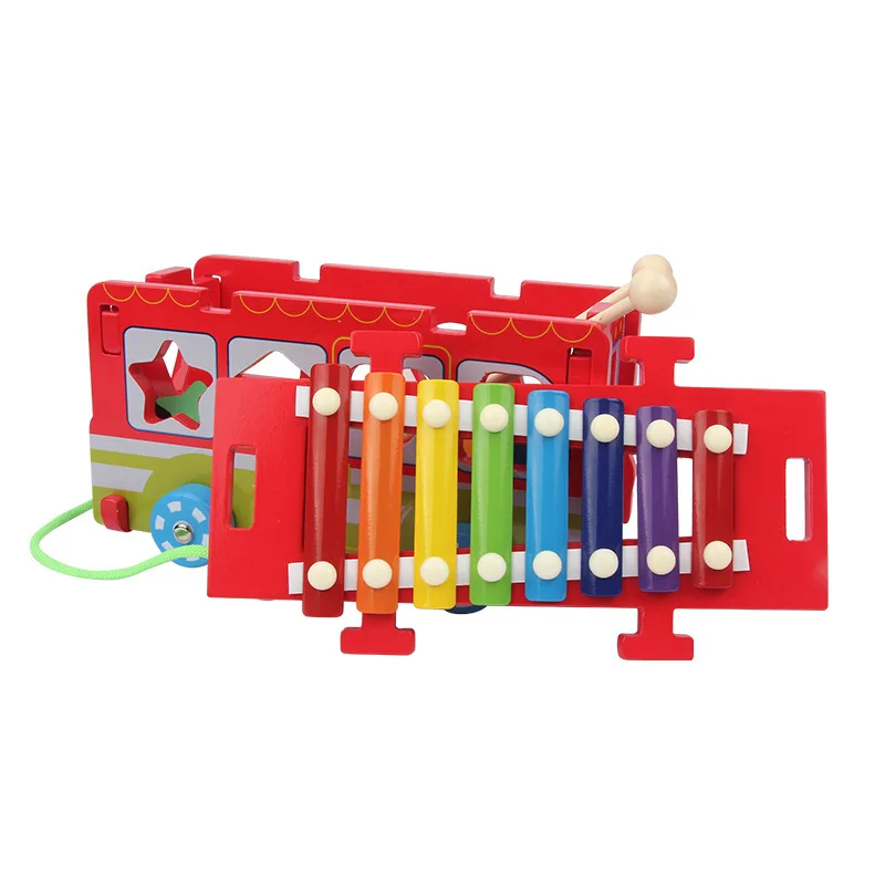 

Children'S Educational Stereo Early Education Geometric Shapes Building Blocks Matching Octave Knock Piano Bus