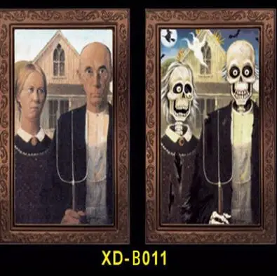 48x36cm Новое зеркало Террор Хэллоуин вечерние декоративные реквизиты вечерние принадлежности маскарад бар ужас светящееся звуковое зеркало украшение Хэллоуин - Цвет: 48x36cm