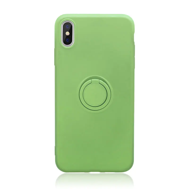 Для iPhone XR чехол силиконовый жидкий силиконовый чехол с кольцом-держателем противоударный чехол для телефона для iPhone X XS Max 8 Plus 7 6 6S 8 Plus 11 Pro 7plus подставка для пальцев аксессуары - Цвет: Зеленый