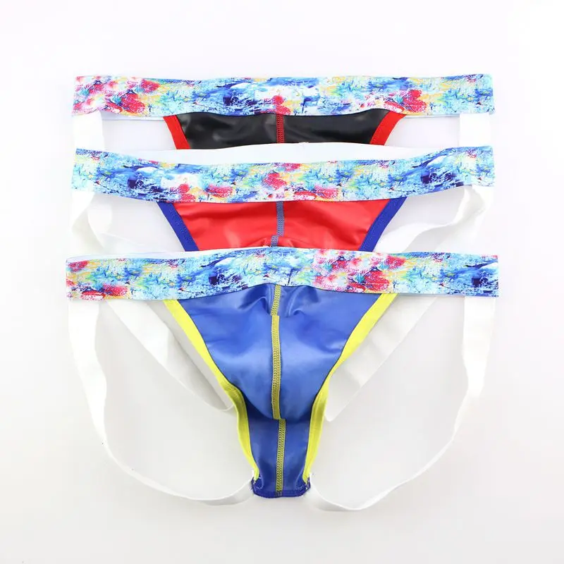 

Men's thong sexy Faux Leather control shorts men's thong low waist fashion hip raising panties