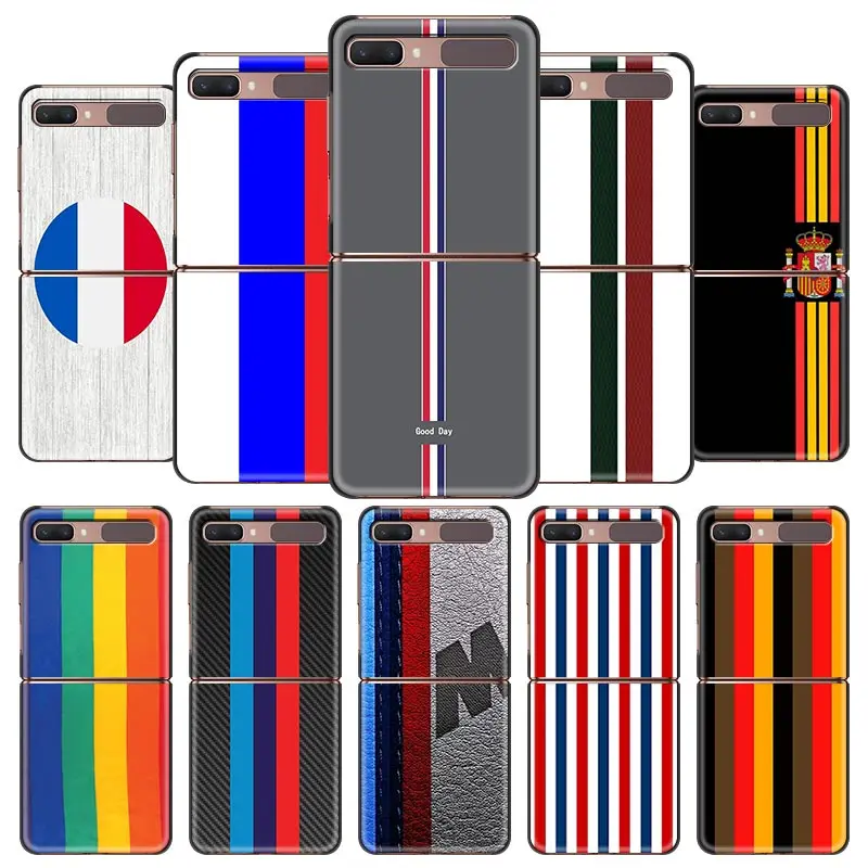 Phone Case For Samsung Galaxy Z Flip Cover ZFlip 3 5G Cover Black Hard Shell Back Luxury Capa Fundas Russia Spain France Line