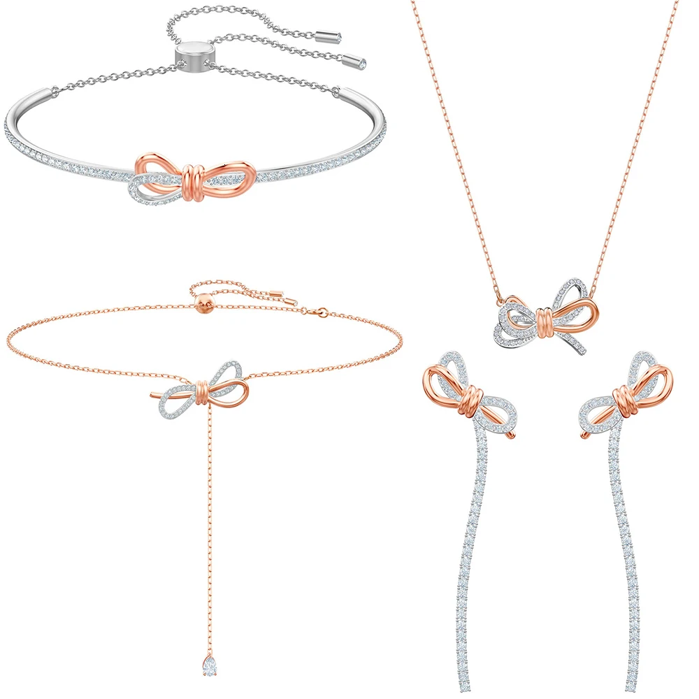 

2019 new high quality fashion throughout life bow two colors three garments suit jewelry to send your girlfriend love the best