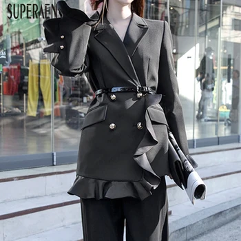 

SuperAen Korean Style Suit Jackets Women New 2020 Spring and Autumn Wild Cotton Jacket Female Solid Color Women Clothing