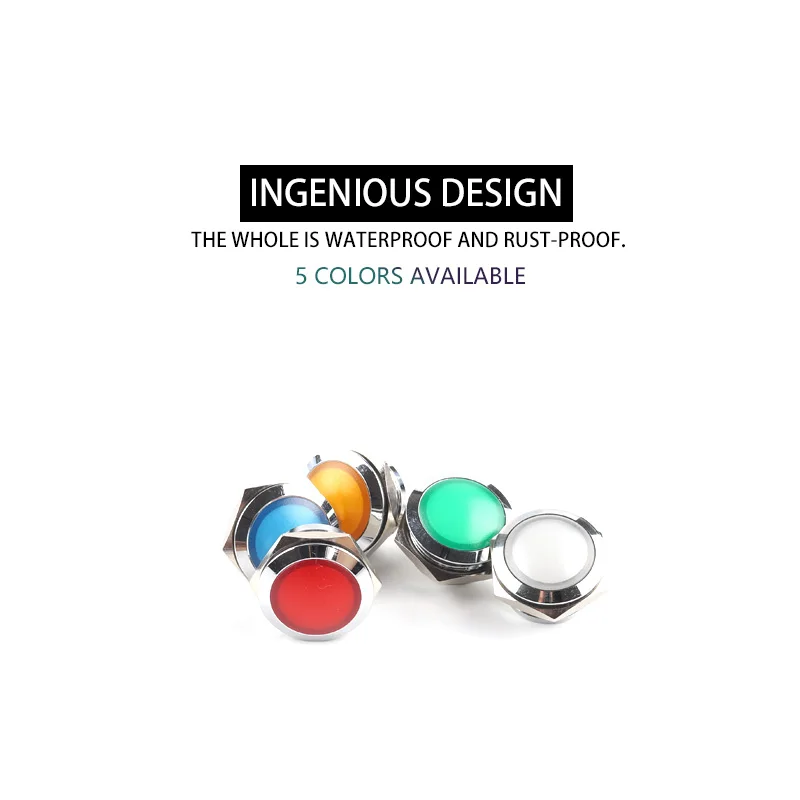 19mm Metal Indicator Light No Wire Waterproof LED Warning power Round Signal Lamp With Soldering Pin 3V 6V 12V 24V 110V 220V