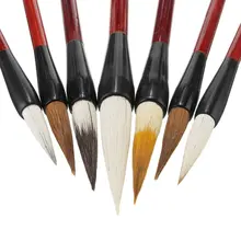 7 шт коричневый белый ласка пони шерсть волосы Китайский Японский ручка-кисть для каллиграфии набор искусство для школы дарвинг принадлежности+ коробка для хранения