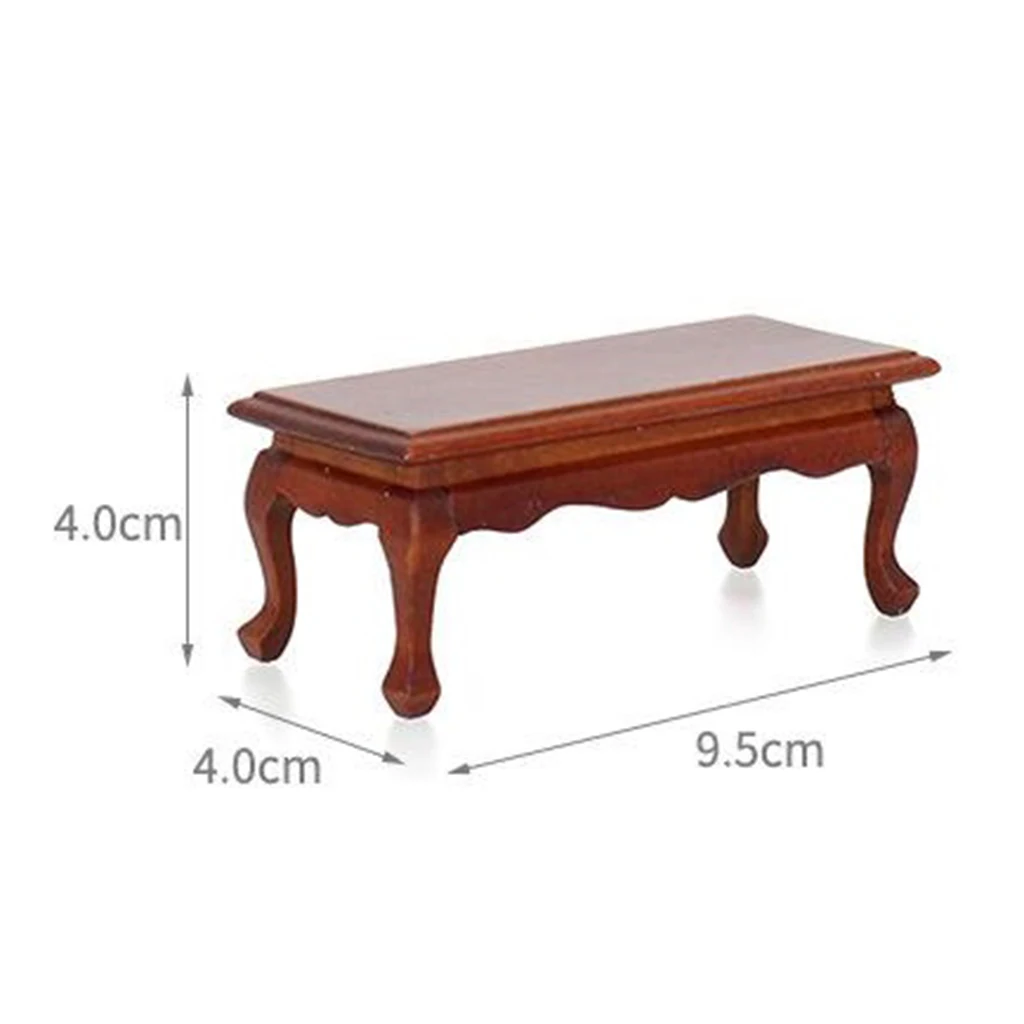 1/12 Dollhouse Miniature Table Chair Cabinet Wooden Furniture Set (Wood Color)