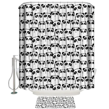 

Cute Panda Shower Curtain Set and Anti-slip Floor Mat Outdoor Rugs
