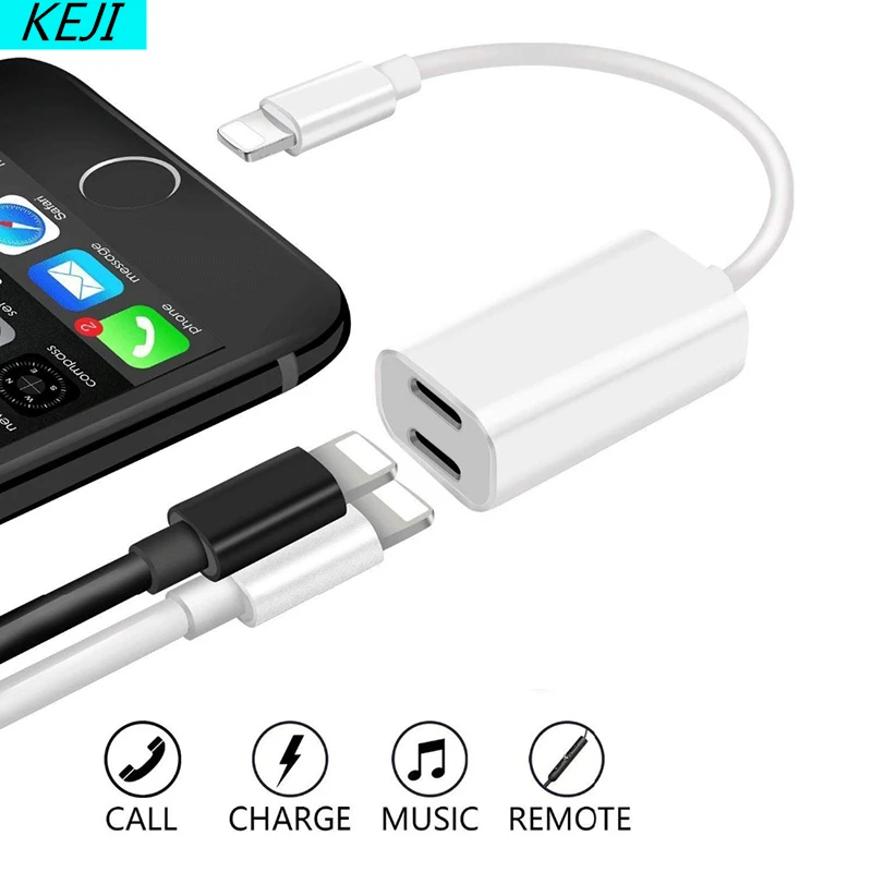 

earphone adapter for iPhone 11 7 8 X audio splitter for lightning to 3.5mm aux with charging port Voice Call adaptador iphone 11