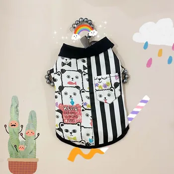 

Pet dog cat clothes law fight Corgi Teddy bear small and medium dog spring and summer models printed pet shirt