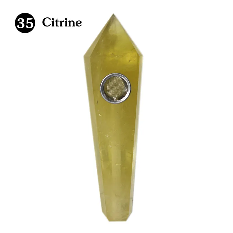 citrine 1 шт. натуральный кварц курительная Труба Кристалл Камень обелиска палочка точечные сигары курительные трубки трубы заживление с металлическим фильтром - Цвет: citrine