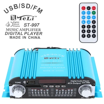 

DC 12V 5A 4CH Car Audio Power Amplifier FM Radio Player Support SD USB DVD MP3 Remote Controller for Car Motorcycle Home Audio