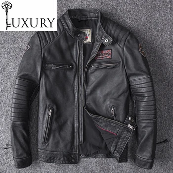 

Motorcycle Leather Men's Genuine Flight Pilot Real Aviator Bomber Jackets For Men Plus Size 5XL Fast Ship Free