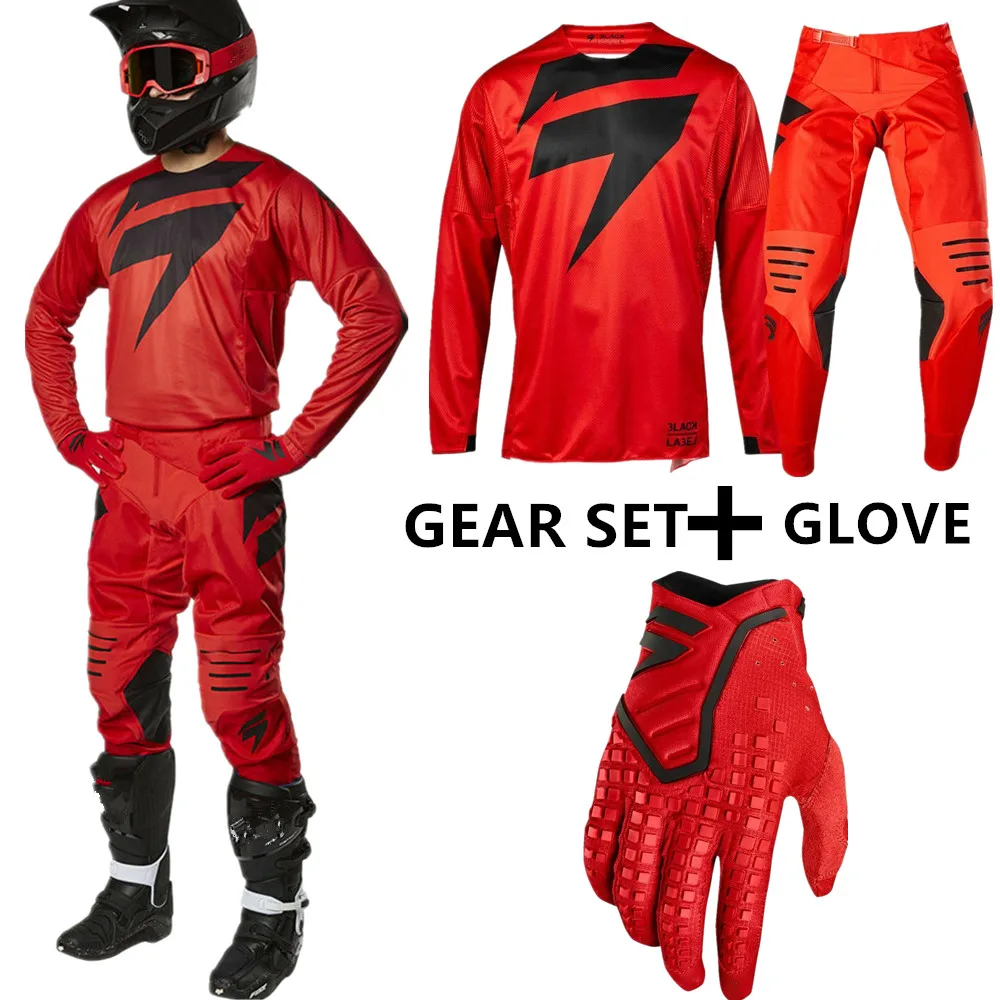 

Wholesale 2019 Limited SHIFT 3LACK Motocross Gear Set Motorcycle Jersey + Pants + Gloves BMX ATV MTB MX Off Road Suit Gloves
