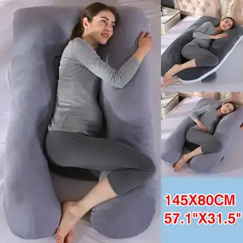 

145 x 85cm U Shape Pregnancy Pillow Full Body Cotton Pillowcase Maternity Pillows for Side Sleeper Pregnancy Women Sleeping