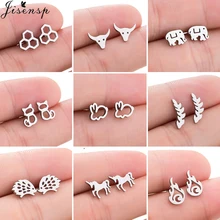 Orecchini multipli piccoli in acciaio inossidabile per donne ragazze semplice gatto elefante unicorno bue orecchini geometrici gioielli regalo Punk