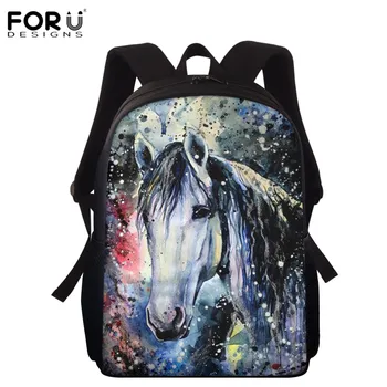 

FORUDESIGNS Animal Horse Pattern Boys Back to School Satchel Teens Casual Breath Backpack Students Portable Shoulder Bookbags