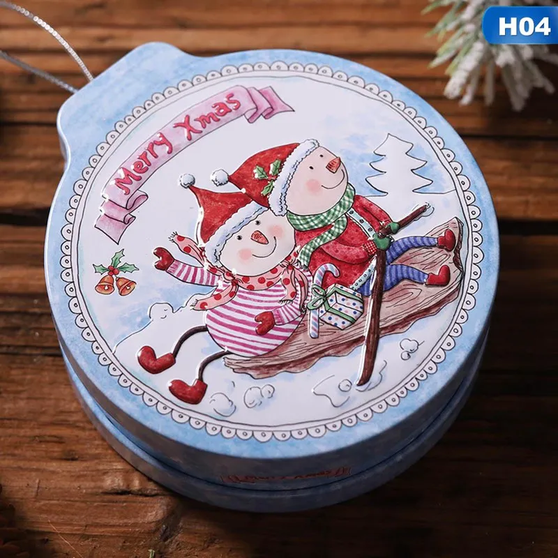 1 шт. жестяная банка для конфет детские подарки для рождественской елки орнамент круглая банка для печенья коробка для хранения конфет детский подарок