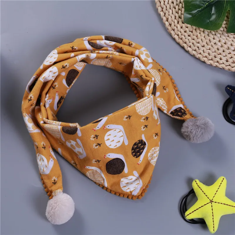 animal yellow Полотенце для девочек, шарф с цветочным принтом, хлопковые шали, весенний Детский шарф с воротником, осенне-зимний детский треугольный шарф - Цвет: animal yellow