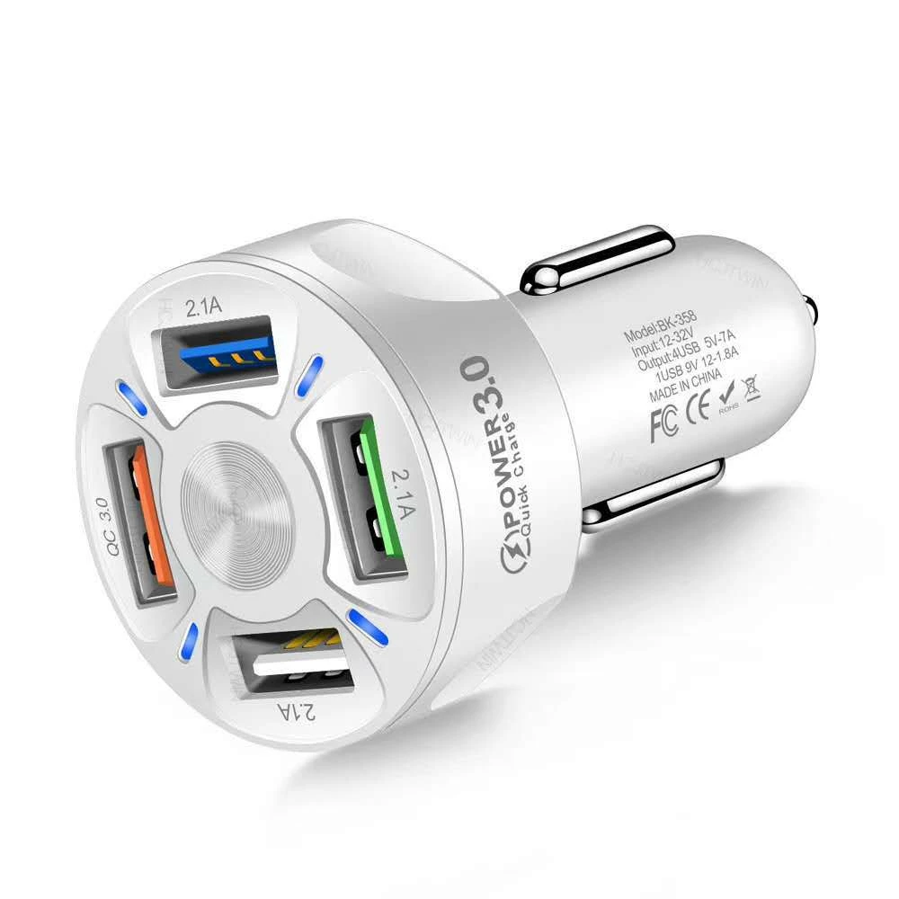 High-Speed 4-Port Car USB Charger with Quick Charge Technology - 48W Fast Charging Adapter