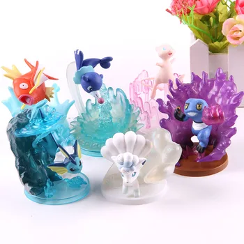 

Cartoon Monsters Anime Figure Popplio Vulpix Magikarp Mew Croagunk Vaporeon Cartoon Toys for Kids Action Figures PVC 6pcs/set