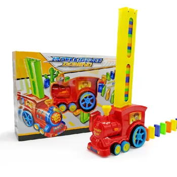 

Train Electric Domino Car Vehicle Model Magical Automatic Set Up Colorful Plastic Domino Toy LXY9