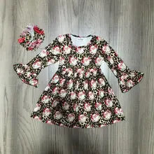 Рождественское платье для маленьких девочек, платье Санта-Клауса для девочек, детское леопардовое платье с бантом для девочек