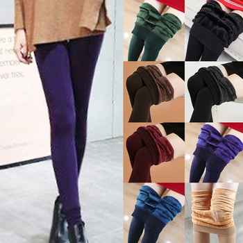 

Women's Winter Plus Velvet Lined Leggings Winter High Waist Stretch Warm Pants Plus Velvet Stepping Pants Slim Multicolor Warm