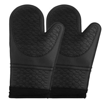 

Silicone Oven Mitts 1 Pair Potholders Heavy Duty Cooking Gloves, Kitchen Counter Safe Trivet Mats Advanced Heat Resistance, Non-