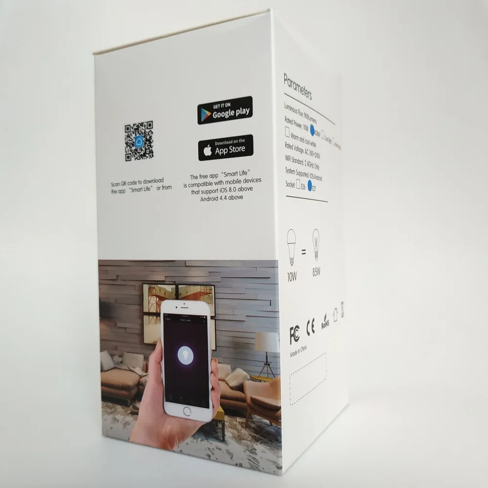 Умная лампа с Wi Fi 10 Вт RGB RGBW E27 управление через приложение работает Alexa Google Home