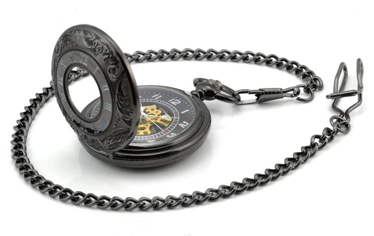 Hot Sale Vintage Steampunk Pocket Watch Mechanical Pocket Watches Roman Retro Skeleton Pocket&Fob Watch Chain