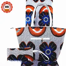 SISI элегантная женская африканская парафинированная ткань хлопок восковые принты ткань с двумя восковыми сумочками для посещения модные вечерние