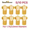 5/10pcs 3D Printer V6 M6 Threaded brass Nozzle 0.2/0.25 0.3/0.4/0.5/0.6/1.0mm for 1.75/3.0mm filament E3D V5 V6 Hotend Extruder ► Photo 1/6