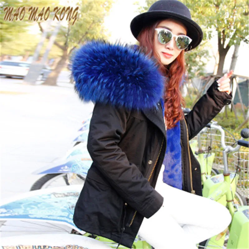 FURTJY, женские зимние парки, большая парка с натуральным мехом, синяя утепленная куртка с подкладкой из искусственного меха - Цвет: Color 20