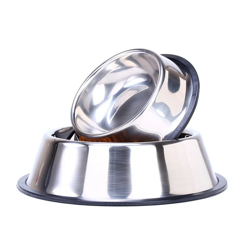 Silver Миска для собак из нержавеющей стали для путешествий, кошек, собак, фидер для кормления, миски для домашних животных, собак, кошек, щенков, миска для еды, товары для домашних собак - Цвет: Silver