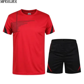 

big sales summer men Quick dry sports T-shirt short sleeve and shorts Fitness work out striped tees plus size elasticity tops