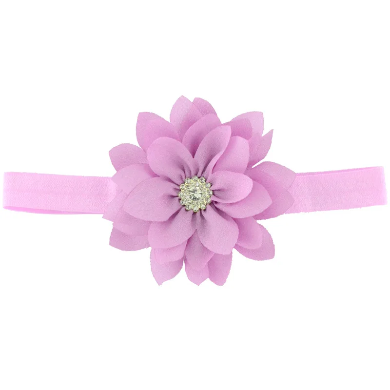 6pcs/lot 9 CM Solid Color Sharp Angle Chiffon Lotus Elastic Headband Fashion Flower Baby Girl Hairband Infant Clothing Ornaments accessoriesbaby eating  Baby Accessories