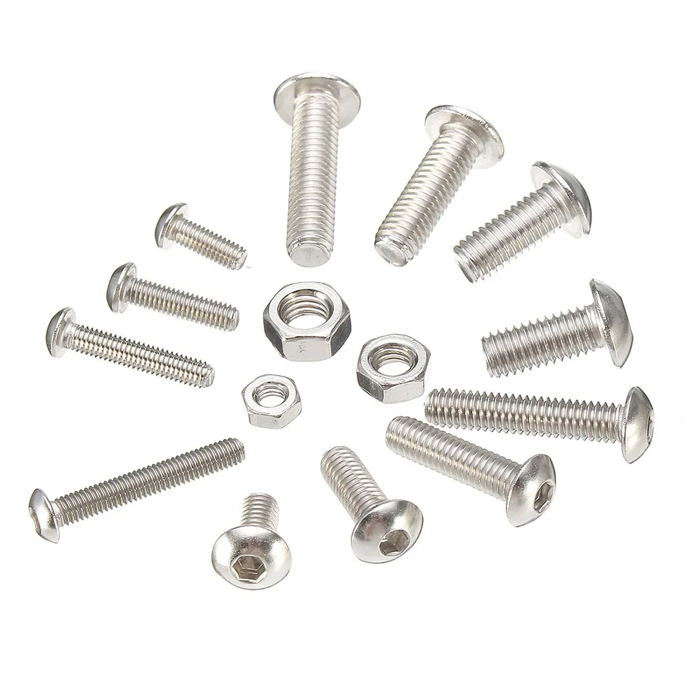 

440pcs M3 M4 M5 Repair Home Cap Button Head Bolts Nuts Set Assortment Hexagon Socket With Box Fasteners Stainless Steel Screws