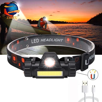 

ZHIYU Q5 Built-in 18650 Battery LED Headlamp COB Work Light 2 Light Mode with Magnet Waterproof Headlight Head Lamp Flashlight