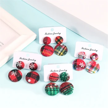

Elegance Stud Earrings For Women Fashion Christmas Earrings Girls Round Snowflake Pattern Jewelry Accessories