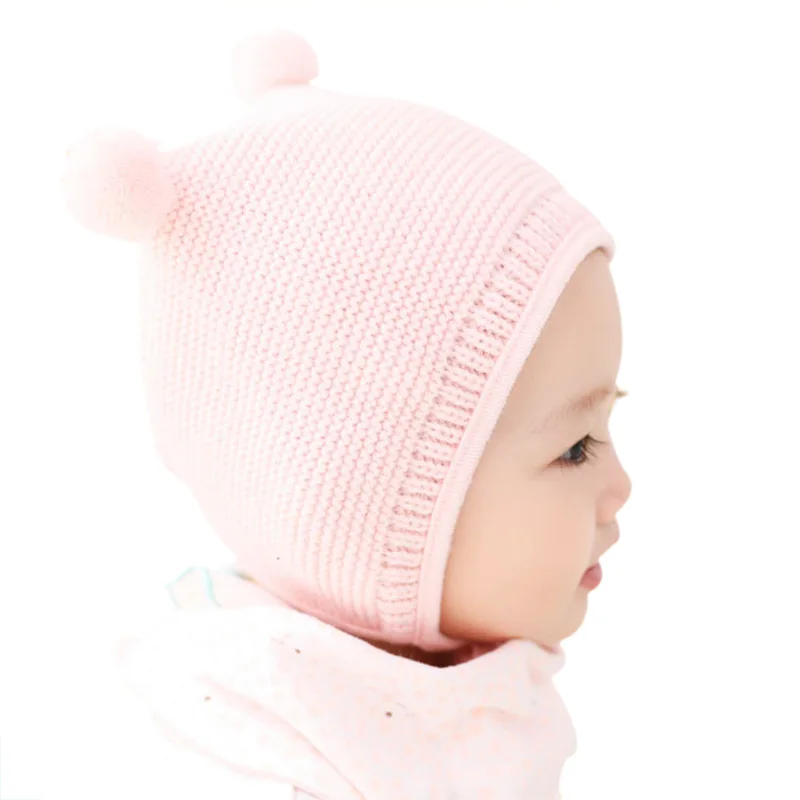 Вязаная зимняя шапка милая детская шапка с помпоном Enfant детская шапка однотонные Детские шапки для мальчиков и девочек Аксессуары 3 цвета