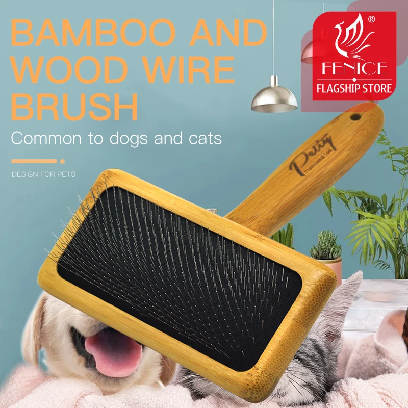 

Fenice Pet Grooming Needle Comb Shedding Hair Remove Brush Slicker Massage Tool Dog Cat Supplies Protective Pet Accessories