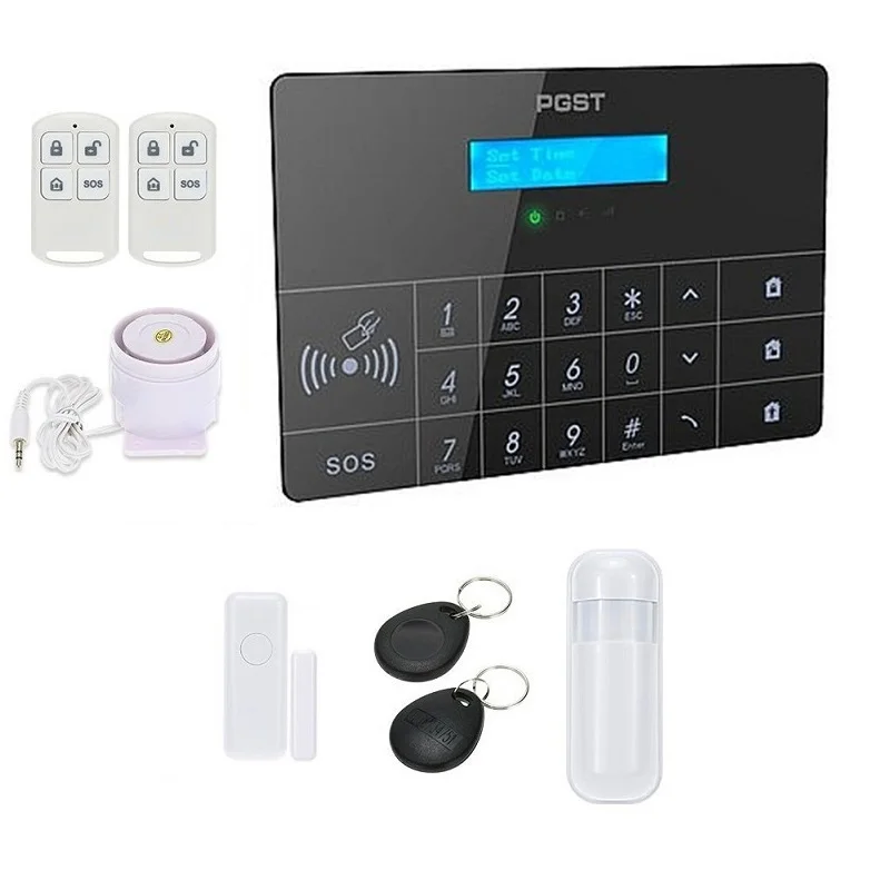 YPAY PG-100 Wireless Home GSM Security DIY Kit APP Control With Auto Dial Motion Detector Sensor Burglar Alarm System - Цвет: A Kit-Black